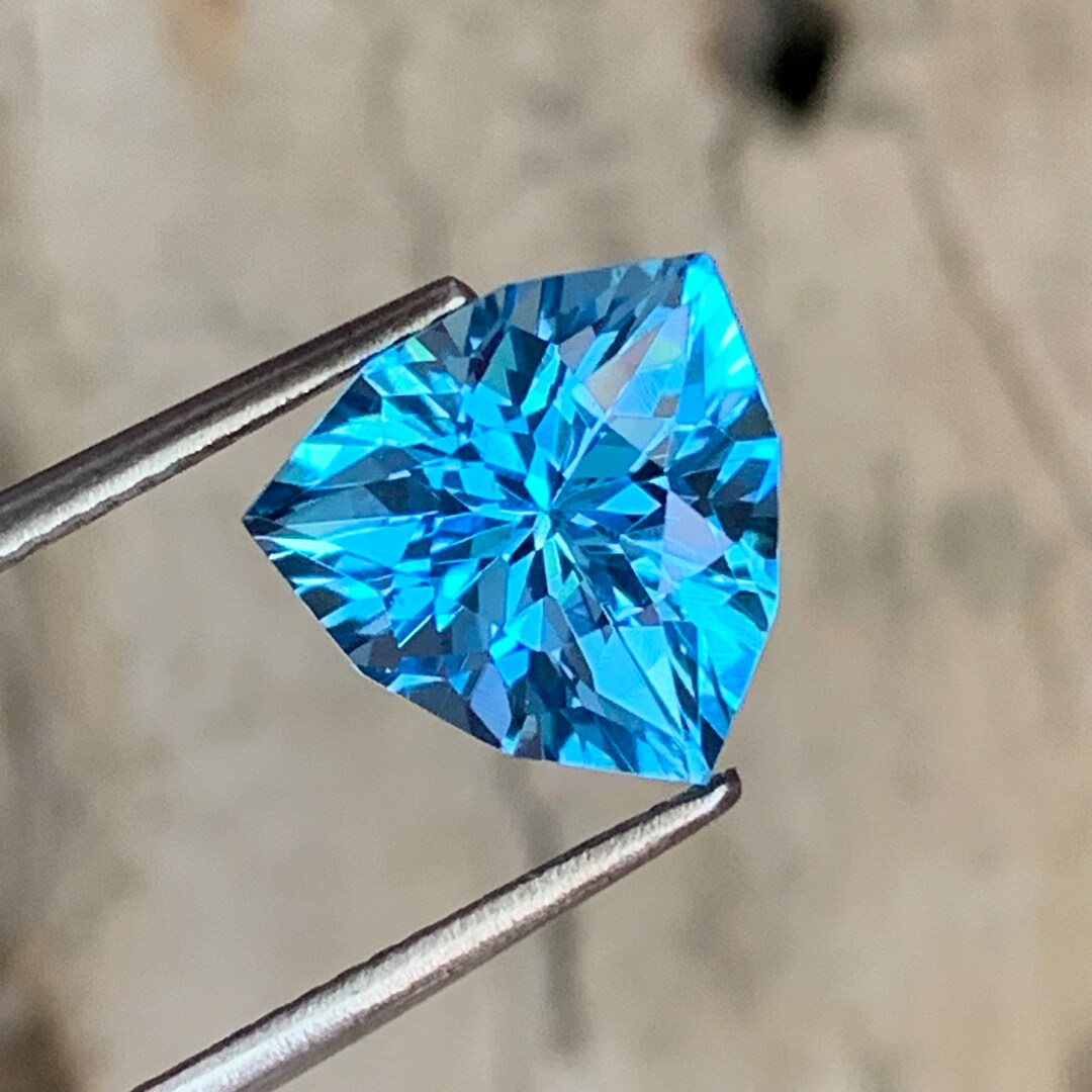 Swiss Blue Topaz: 4.25 Carat Trillion Cut Gemstone, December Birthstone ...