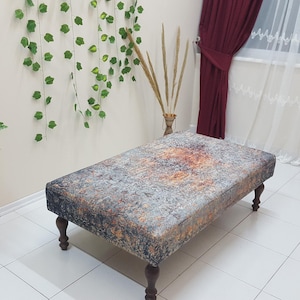 Turkish Rug Ottoman , Vintage Ottoman Rug , Bohemian Big Bench , Decorative Rug Bench , Footstool Ottoman , Kilim Bench Ottoman