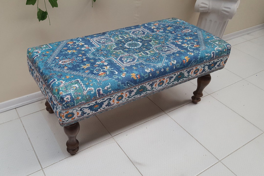 Dining Room Bench , Vintage Kilim Bench , Pouf Ottoman Bench , Rustic ...