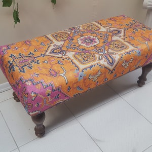 Outdoor Pouf , Unique Bench Decor , Handmade Rug Bench , Oversized Bench , Kilim Bench Ottoman , Ottoman Pouf , Boho Kilim Bench