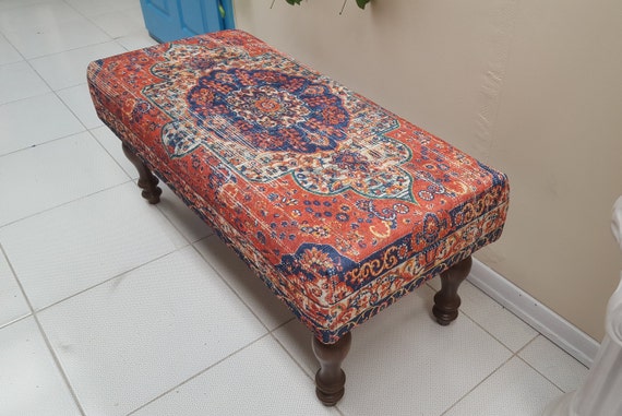 Vintage rug ottoman deals