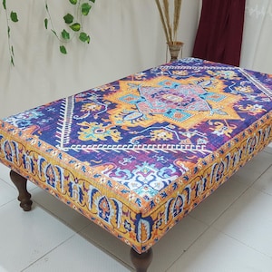 Anatolian Rug Bench , Boho Storage Ottoman , Ethnic Rug Bench , Handmade Wood Bench , Kilim Square Ottoman , Livingroom Rug Bench