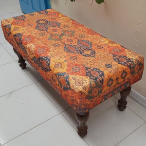 Oversized Rug Bench , Oversized Bench , Ruby Kilim Bench , Natural Coffee Table , Unique Coffee Table , Farmhouse Wood Bench