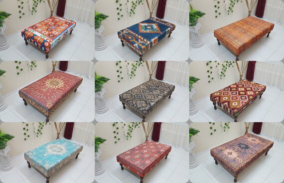 Square Ottoman Furniture Kilim Ottoman Storage Bed Aztec Rug