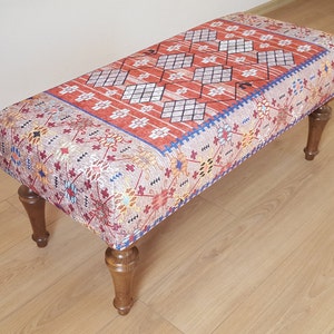 Handgjord fotpall, soffbord i läder, ottoman i boho-stil, överdimensionerad mattbänk, fyrkantig puffottoman, vintage mattbänk