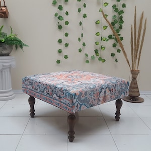 Bohemian Big Bench , Decorative Rug Bench , Footstool Ottoman , Kilim Bench Ottoman, Large Rug Ottoman, Low Coffee Table, Oriental Rug Bench