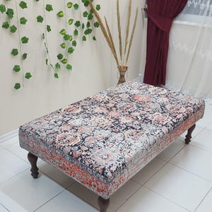 Ethnic Kilim Ottoman , Extra Large Ottoman , Rug Coffee Table , Livingroom Furniture , Bohemian Ottoman , Kilim Sitting Bench