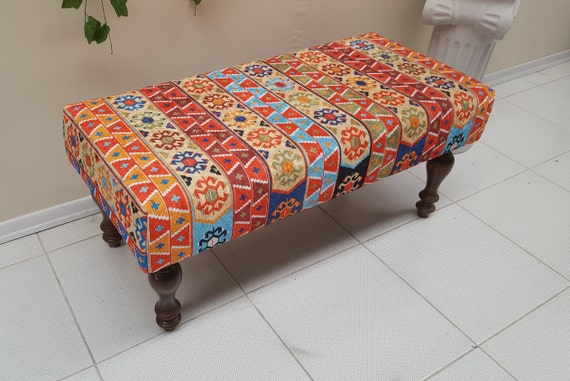 Rustic Coffee Table Upholstery Boho Pouf Boho Ottoman Table
