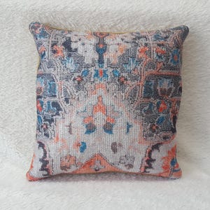Boho Kilim Pillow , Bedding Pillow Cover , Vintage Rug Pillow , Turkish Rug Pillow , Textured Kilim Cover , Rectangular Pillow