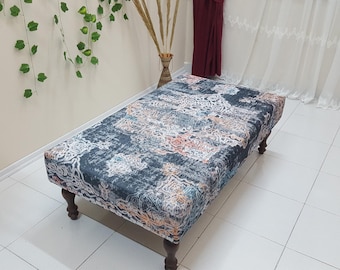 Banc Kilim , Table rembourrée , Table scandinave , Meubles bohèmes , Meubles rétro , Pouf ottoman vintage