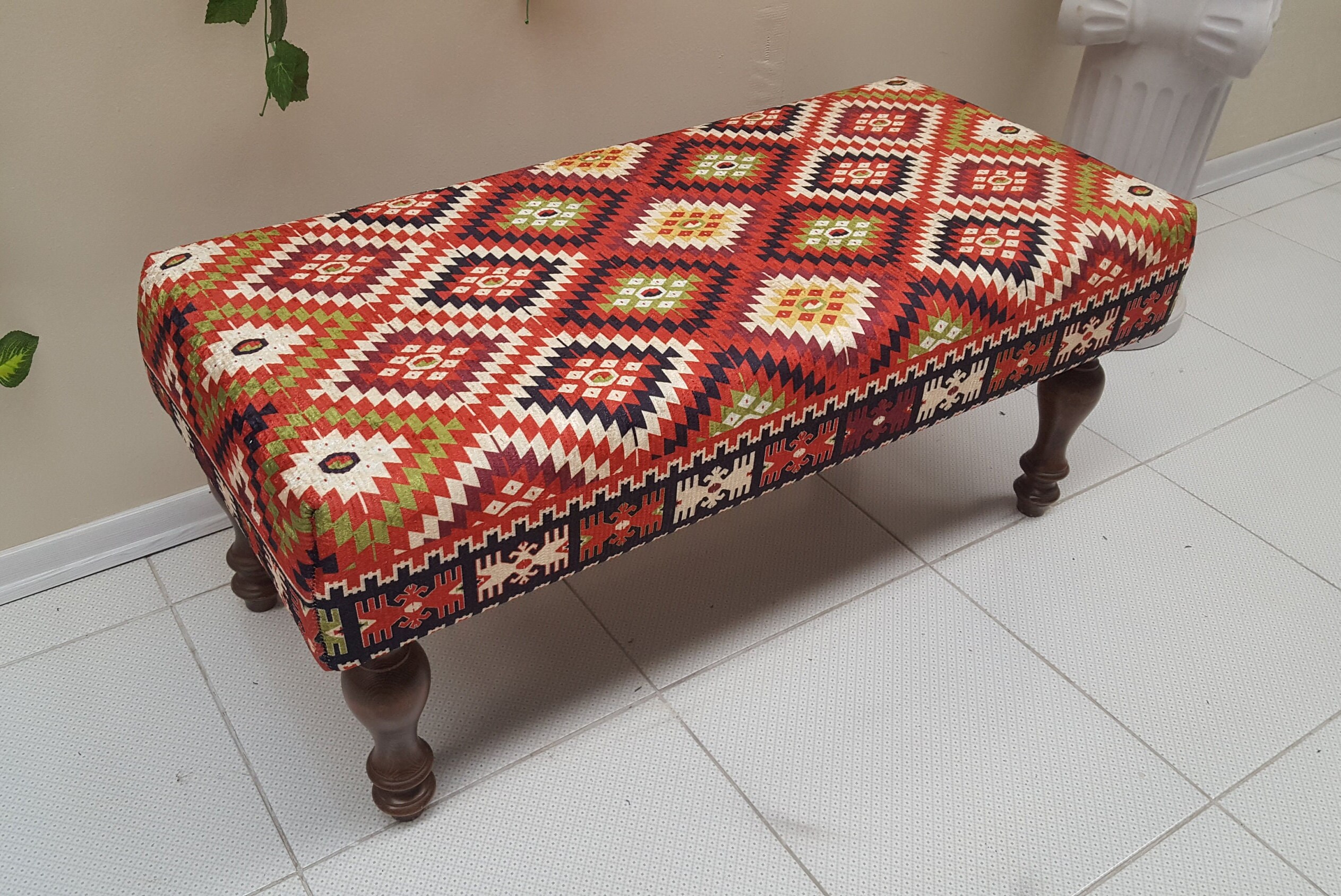 Kilim on sale bench ottoman