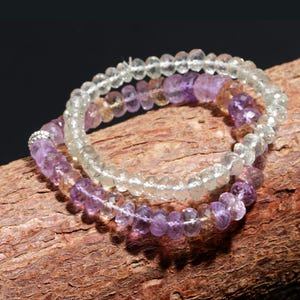 Aquamarine Bracelet | Aquamarine Jewelry | Crystal Bracelet | Beads Bracelet | White & Pink Bracelet | Healing Bracelet | Beaded Bracelet |