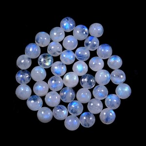 Natural Rainbow Moonstone Cabochon Gemstone For Jewelry Making | 9 MM Round Shape Flat Back Loose Cabochon Calibrated stone | Cab 5 Pcs Lot
