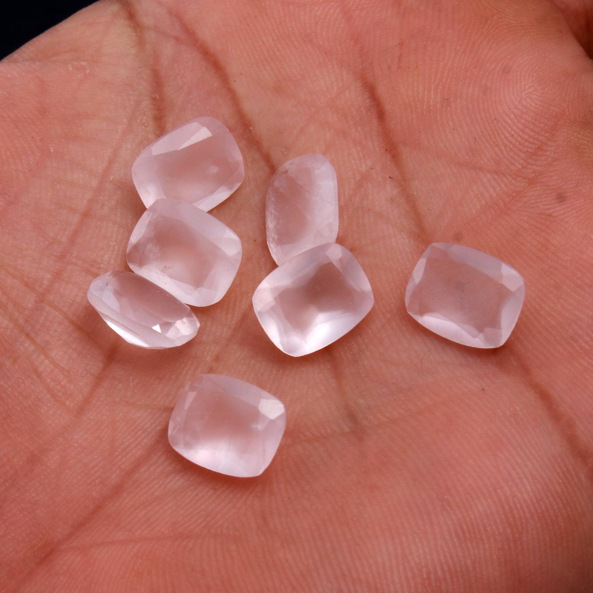 8X10 mm Natural ROSE QUARTZ Faceted Cushion Cut Gemstone Pink Etsy