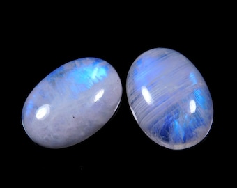 Natural Rainbow Moonstone Cabochon Gemstone For Jewelry Making | White Moonstone Cabochon 21x15 MM Oval Shape Loose Flat Back Cabochon Stone