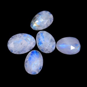 Rainbow Moonstone Gemstone Wholesale Lot For Jewelry Making | Natural Moonstone Crystal 15x18 MM Loose Faceted Gemstone 25.40 Cts, 5 Pcs Lot