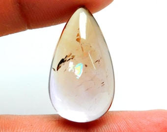 Piedra preciosa cabujón de ametrina para hacer joyas / Piedra preciosa cabujón suelta de ametrina natural en forma de pera de 26 x 15 mm / Piedra preciosa natural de 23,80 ct /