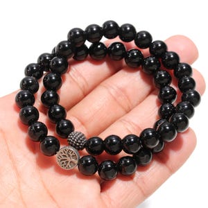 Zwarte obsidiaanarmband | Zwarte kralenarmband | Kralenarmband | Armband met genezende stenen | Obsidiaansieraden | Edelsteenarmband voor haar |