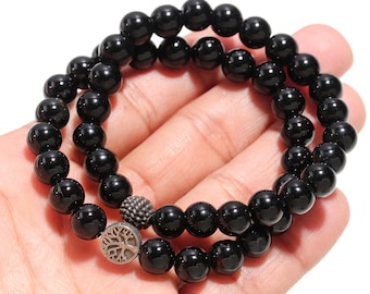 Black Obsidian Bracelet | Black Beads Bracelet | Beaded Bracelet | Healing Stone Bracelet | Obsidian Jewelry | Gemstone Bracelet For Her |
