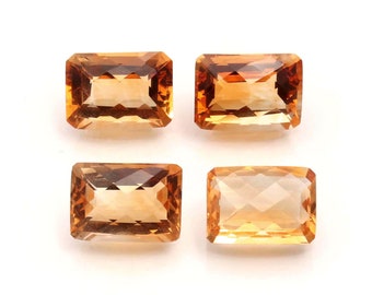 Natural Citrine Gemstone For Jewelry Making | Faceted Yellow Citrine 14x10 MM Octagon Shape Loose Stone | Briolette Citrine Cut | 2 Pcs