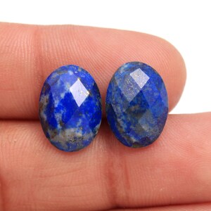 Naturlig lapis lazuli cabochon ädelsten för smycken | Kalibrerad platt baksida 14 x 10 MM oval form fasetterad rutig slipning etiskt framställd sten