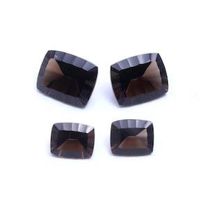 Natural Smoky Quartz Faceted Gemstone For Jewelry Making | Loose 11x9-15x12 MM Cushion Shape Brown Stone | Concave Cut Quartz Stone, 2 Pair