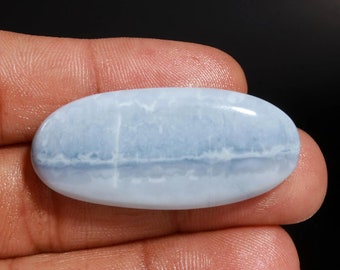 Owyhee Blue Opal Cabochon Loose Gemstone For Jewelry Making | 41x19 mm Oval Shape Flat back Loose Cabochon 38.20 Ct Natural Opal Gemstone