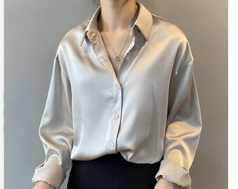 white satin shirts for ladies