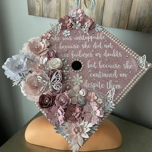 Custom Graduation Cap Topper Personalized Grad Cap - Senior Class Of Gift, Tassel Grad Quote, Grad Decoration Calligraphy, Cap Floral Design