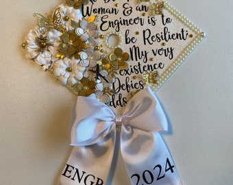 Custom Graduation Cap Topper Personalized Grad Cap - Senior Class Gift, florals,