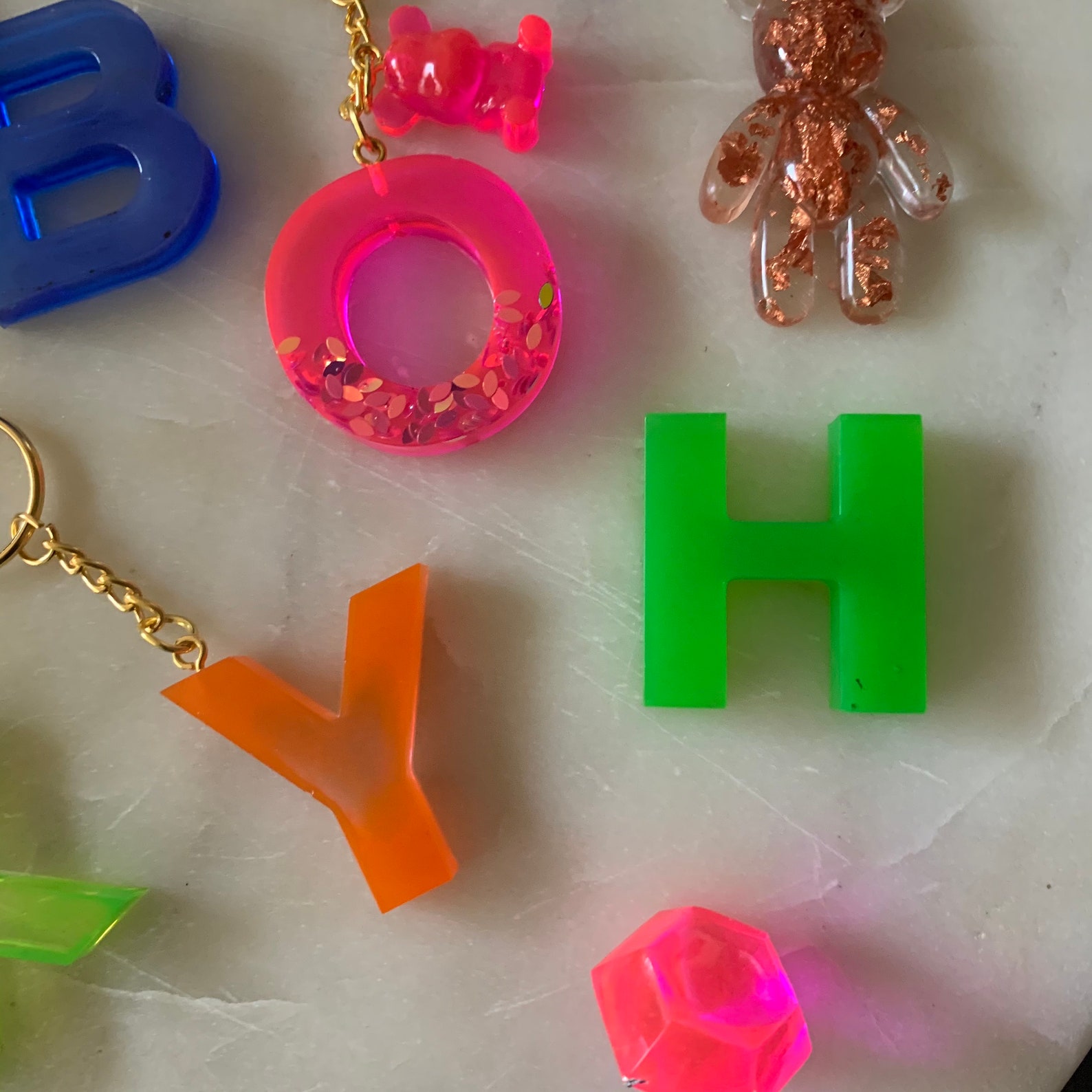 Neon Resin Handmade Personalised Key Chains Any Etsy
