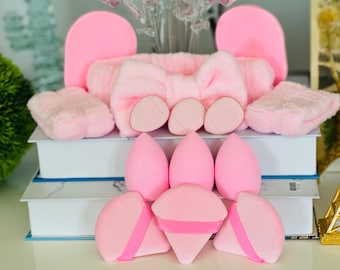 14 Pcs Set of  Spa Headband, Wristbands,Make Up Sponge Beauty Blender, Mini Sponges, Triangle Powder Puffs , Reusable Make Up Remover Pads