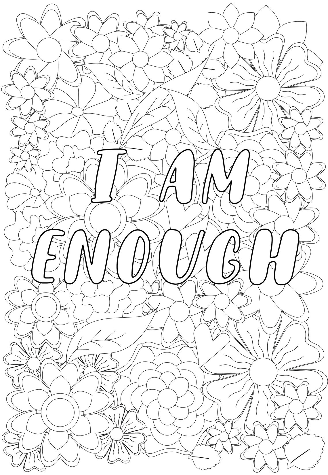 AFFIRMATION 'I AM ENOUGH' Coloring Page Digital - Etsy UK