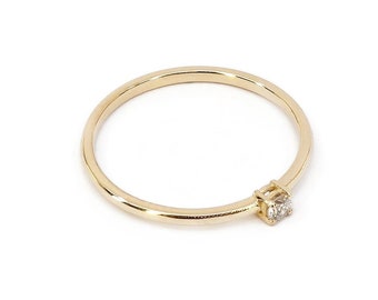 Diamant Gold Ring / 0.04 CT Diamant / Gold 14k / Diamant / Versprechen Ring / Geschenk für Sie