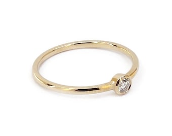 Diamond Gold Ring / 0.08 CT Diamond / Solid Gold 14k / Diamond / Promise Ring / Gift For Her