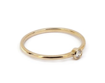 Diamond Gold Ring / 0.04 CT Diamond / Solid Gold 14k / Diamond / Promise Ring / Gift For Her