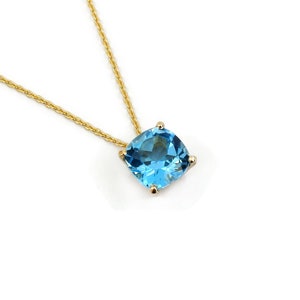Swiss Blue Topaz  Necklace 1.10CT /9k 14k 18k Solid Gold Blue Topaz Necklace  / Blue Topaz Necklace / December Birthstone