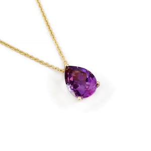 Amethyst Necklace / Solid Gold 9k 14k 18k Amethyst Necklace / Classic Amethyst Gemstone Necklace / February Birthstone Necklace