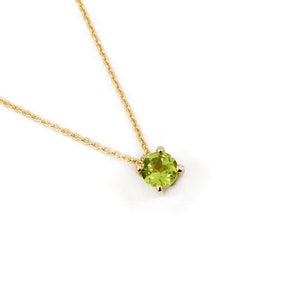 Peridot 0.40 CT Necklace / Solid Gold Peridot Necklace / Mini Peridot Pendant / Minimalist Peridot Necklace / August Birthstone