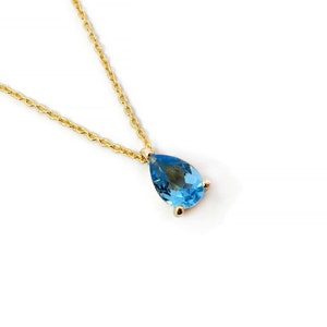 Blue Topaz 0.40 CT Jewelry / Solid Gold 9k 14k 18k / Swiss Blue Topaz Necklace / Blue Topaz Necklace / Topaz Pendant / November Birthstone
