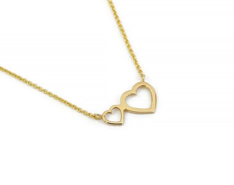 Gouden hart ketting, gouden hanger ketting, goud 9k 14k 18k, kleine liefde hanger, massief gouden ketting, vriendin cadeau, romantische sieraden