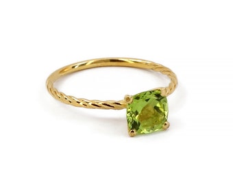 Peridot 1.10 CT Ring / Solid Gold Ring / Natürlicher Peridot Edelstein Ring / Gold 9k 14k 18k / echter Peridot / August Birthstone Versprechen Ring