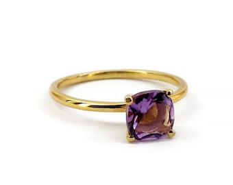 Amethyst Ring / 14k Solid Gold Natural Amethyst Gemstone Ring / Genuine Amethyst / February Birthstone / Promise Ring