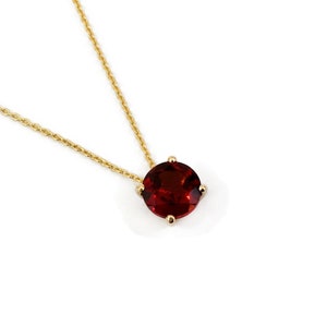 Garnet 1.0 CT Necklace / Gold Garnet Necklace / Round Garnet Necklace / Gold 9k 14k 18k / Set Natural Garnet Necklace / January Birthstone