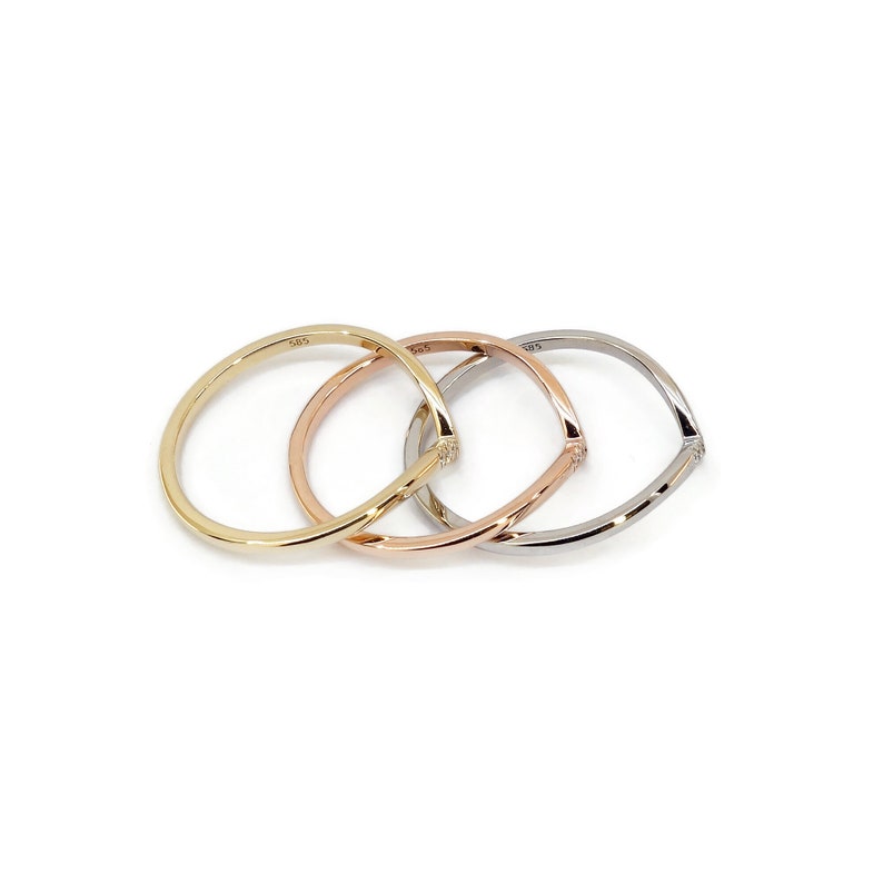 Diamond Gold Ring / 0.015 CT Diamond / Solid Gold White 14k / Diamond / Promise Ring / Gift For Her image 3