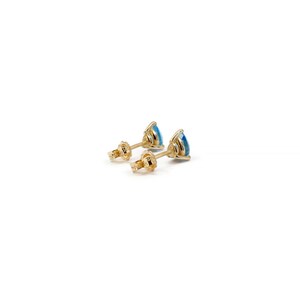 Blue Topaz Studs Earrings / Solid Gold Studs Earrings / 9k 14k 18k Gold Swiss Blue Topaz Earrings / Genuine Blue Topaz / November Birthstone image 3