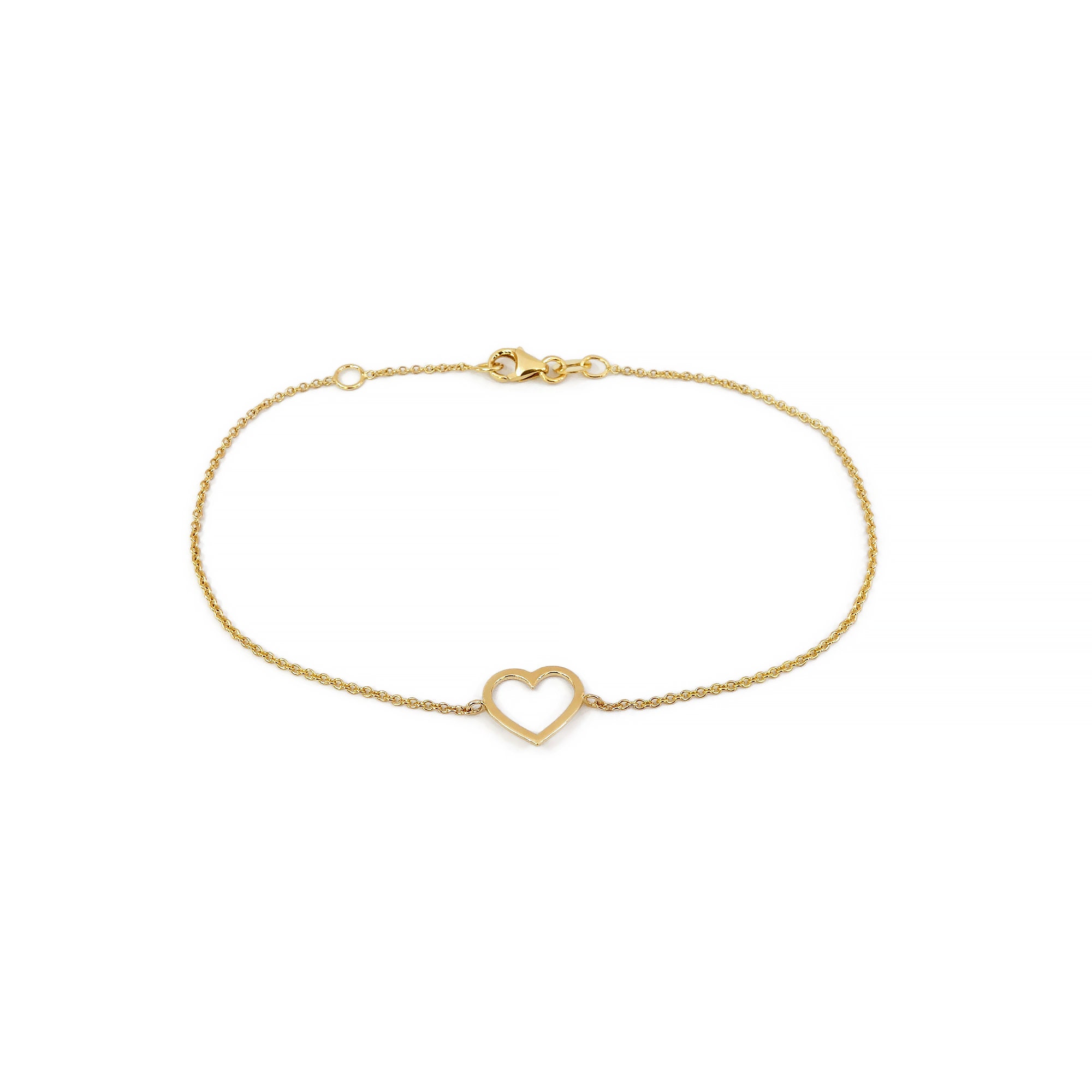 Gold Heart Bracelet 14K Gold Bracelet Yellow Gold Small - Etsy
