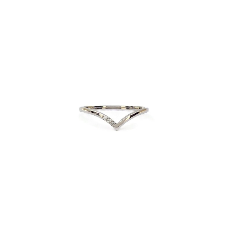Diamond Gold Ring / 0.015 CT Diamond / Solid Gold White 14k / Diamond / Promise Ring / Gift For Her image 1