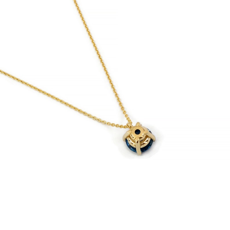 London Blue Topaz 1.0CT Necklace / Solid Gold 9k 14k 18k / Gift for Her / Topaz Pendant / Topaz Solitaire Necklace / December Birthstone image 2