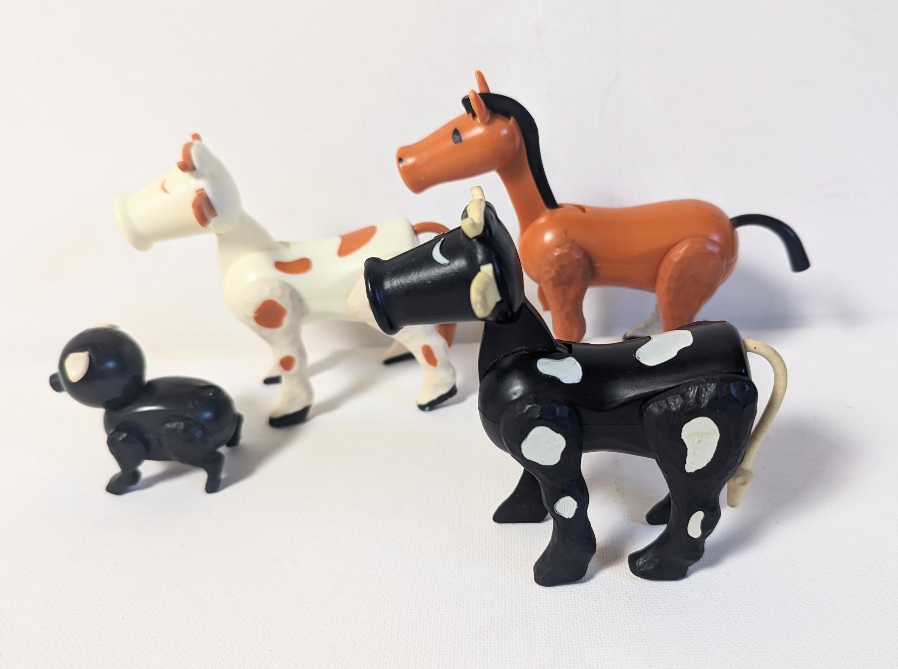 Vintage Fisher Price Farm Animals Cow, Black Pig, Brown Horse and ...